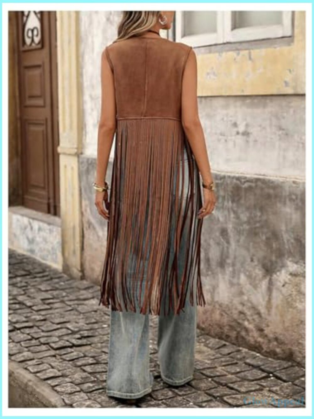 Tassel Fringe Sleeveless Vest - Cowboy Chic Outerwear Suede Vest - Picture 4 of 5